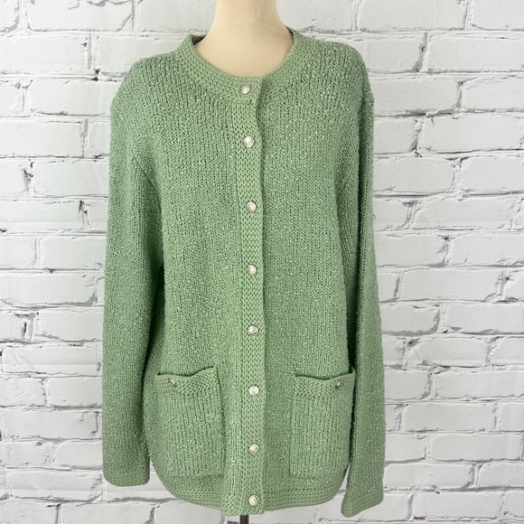 Blair Boutique Sweaters - Vtg Blair Boutique Cardigan Sweater Knit Large Sage Green Y2k Coastal Grandma